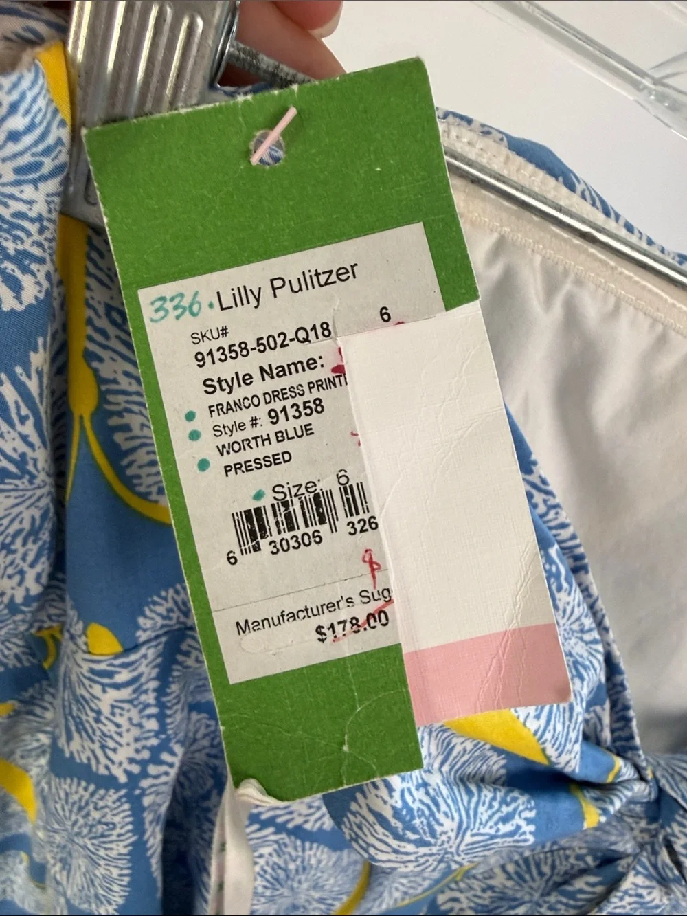 LILLY PULITZER BLUE BUTTERFLY STRAPLESS DRESS - Picture 6 of 7